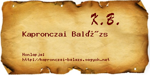 Kapronczai Balázs névjegykártya