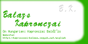 balazs kapronczai business card